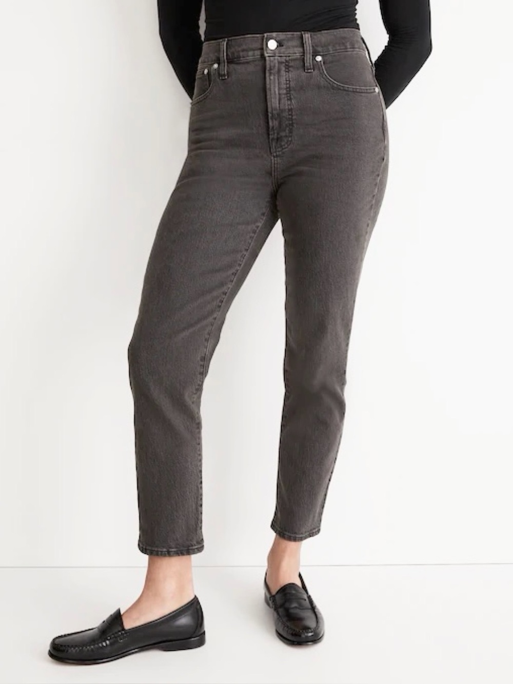 Madewell Perfect Vintage Jean Size 28 Washed Black Gray Lunar Comfort Stretch